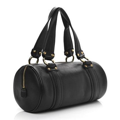MCM Grained Calfskin Studded Heritage Barrel Bag Black 3 of 9