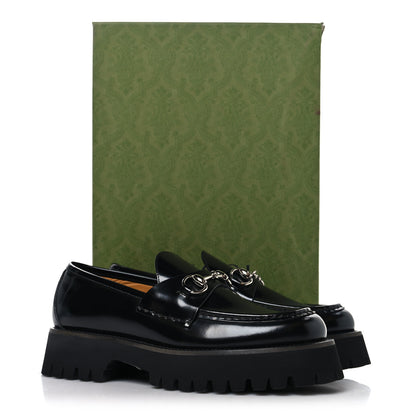 Gucci Cordovan Lux Womens Horsebit 45mm Platform Loafers 39 Black 10 of 10