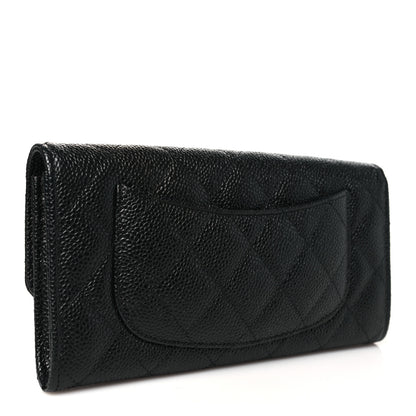 Chanel Caviar Quilted Large Gusset Flap Wallet Black 3 of 10