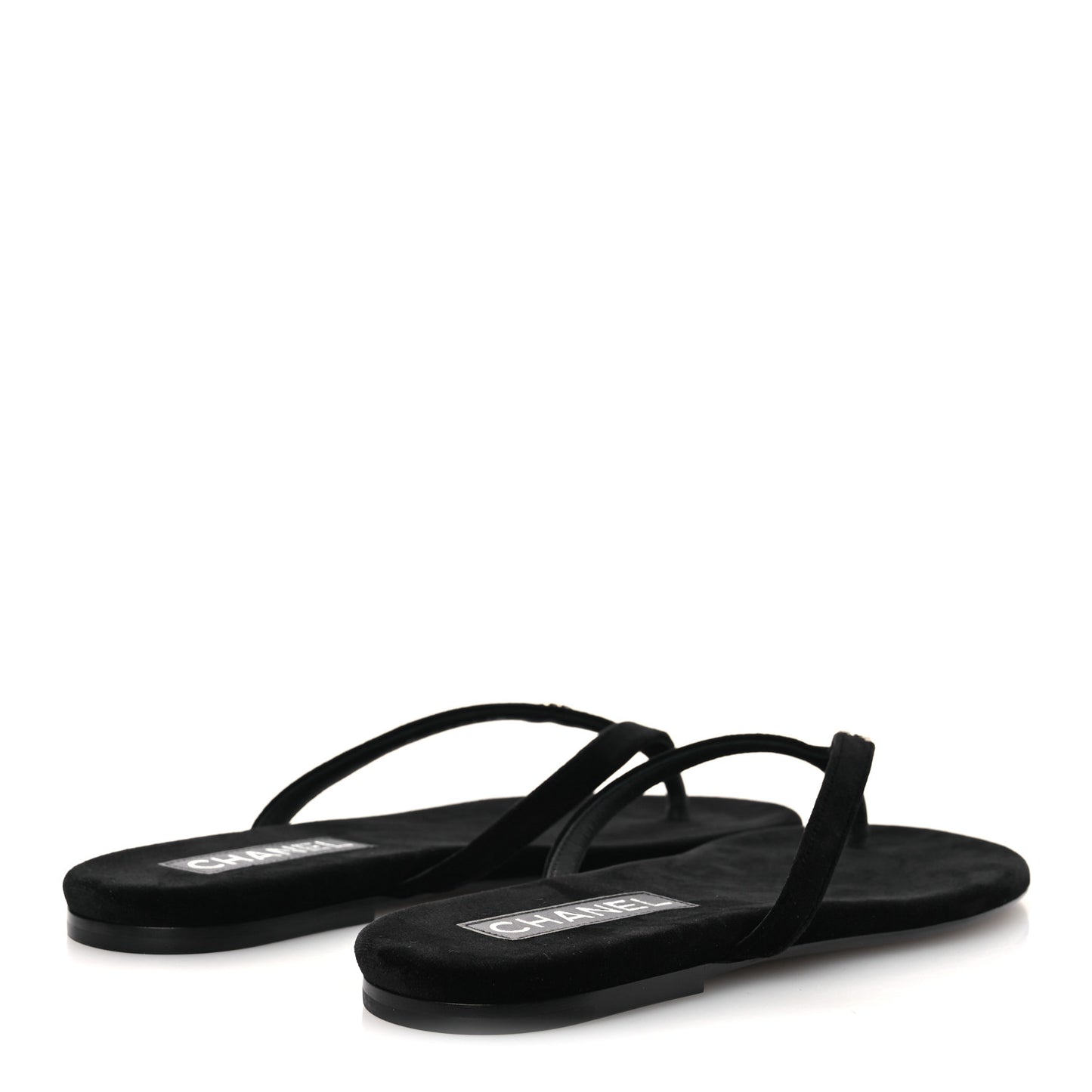 Velvet Crystal CC Thong Sandals 38 Black