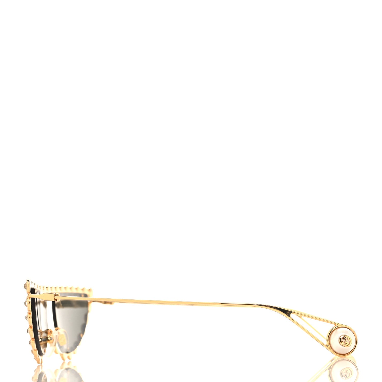 Gucci Metal Pearl Cat Eye Sunglasses GG0364S Gold 3 of 8