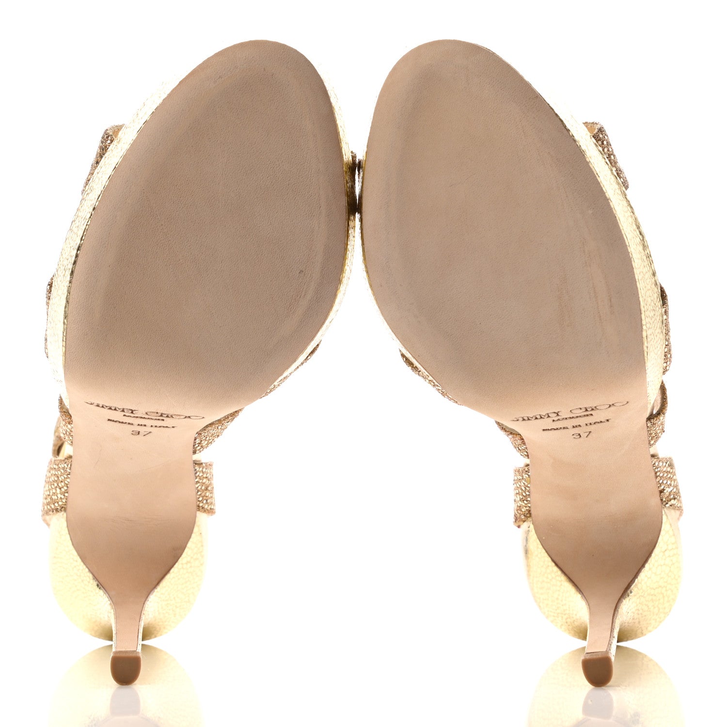 Jimmy Choo Glitter Vamp Platform Sandals 37 Gold 5 of 16