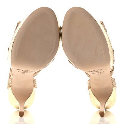 Jimmy Choo Glitter Vamp Platform Sandals 37 Gold 5 of 16