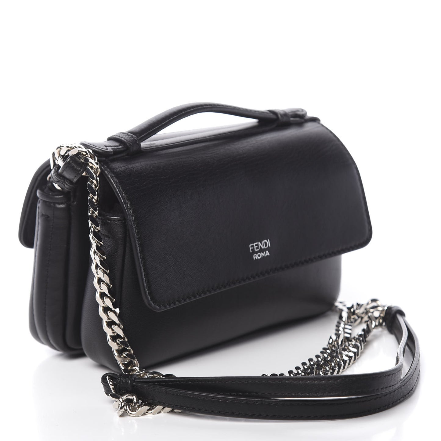 Shiny Nappa Trapuntata Micro Double Baguette Black