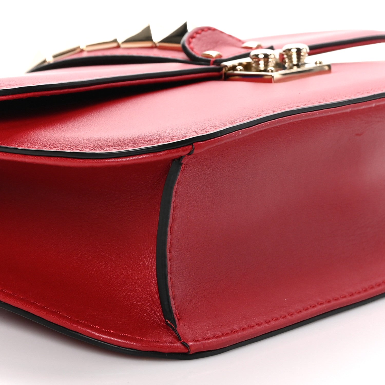 Valentino Garavani Vitello Medium Glam Lock Rockstud Flap Red 7 of 8