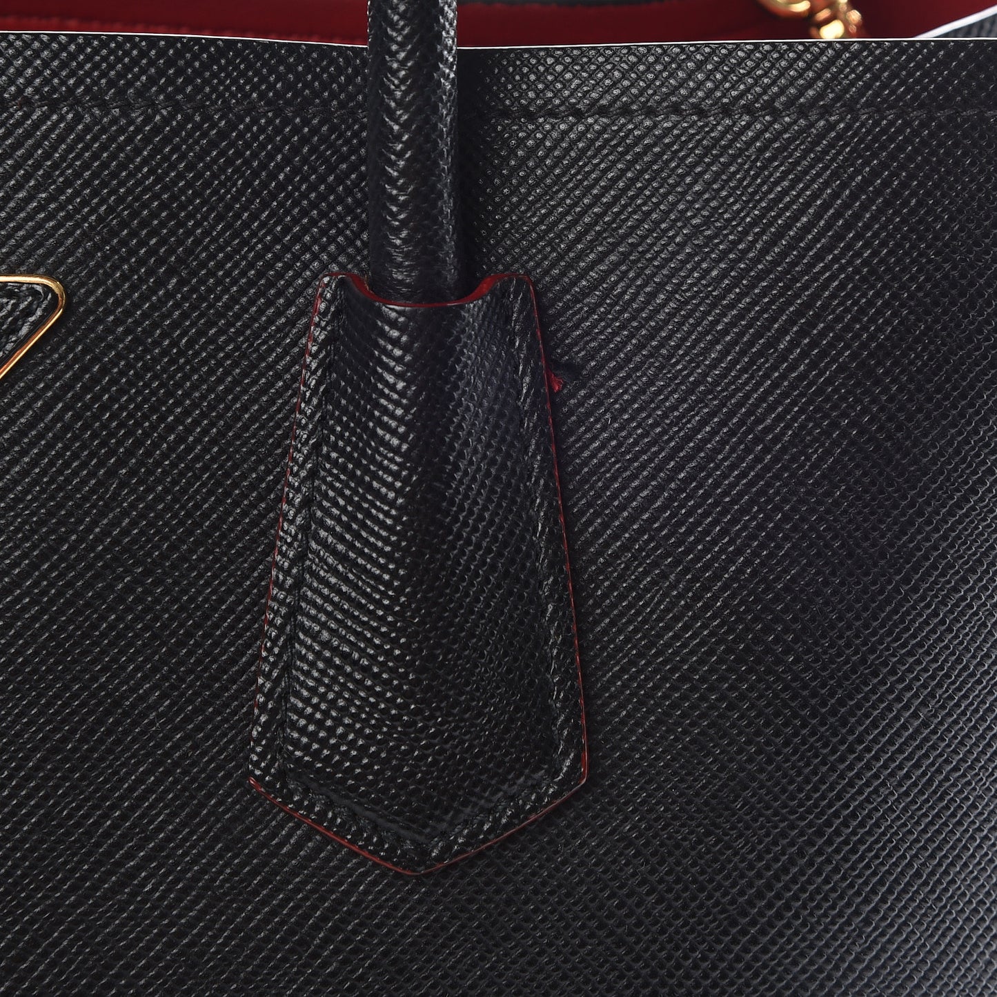Saffiano Cuir Large Double Bag Black Fuoco