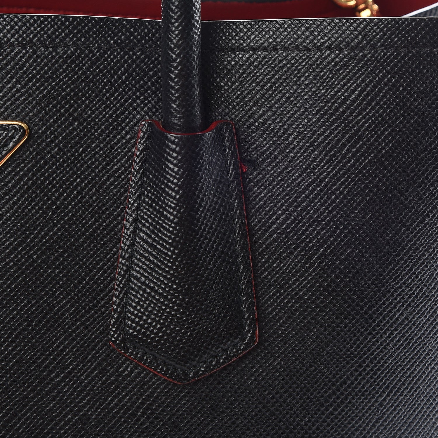 Prada Saffiano Cuir Large Double Bag Black Fuoco 13 of 18