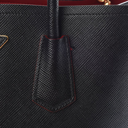 Prada Saffiano Cuir Large Double Bag Black Fuoco 13 of 18