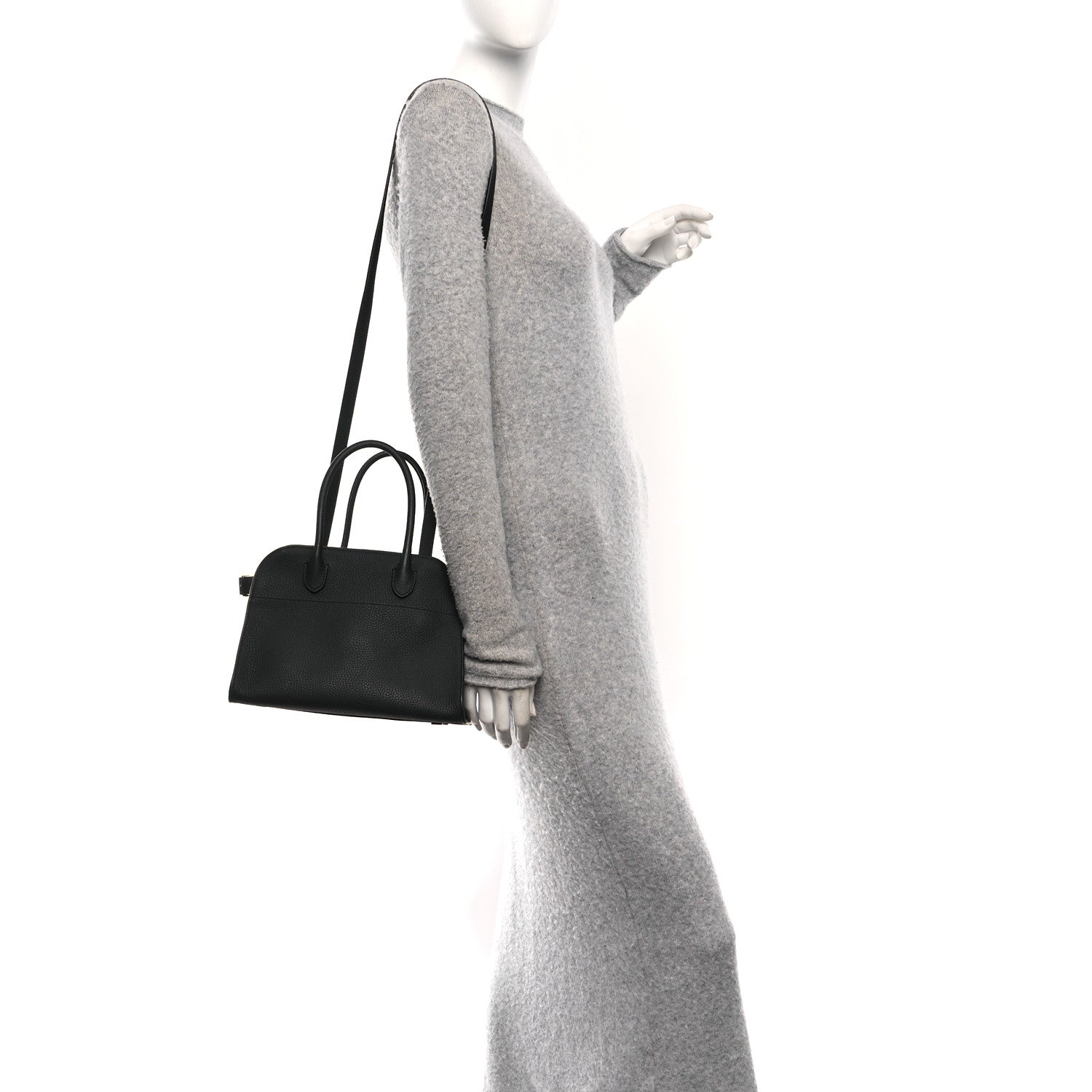 The Row Grained Calfskin Soft Margaux 10 Bag Black Black 2 of 9
