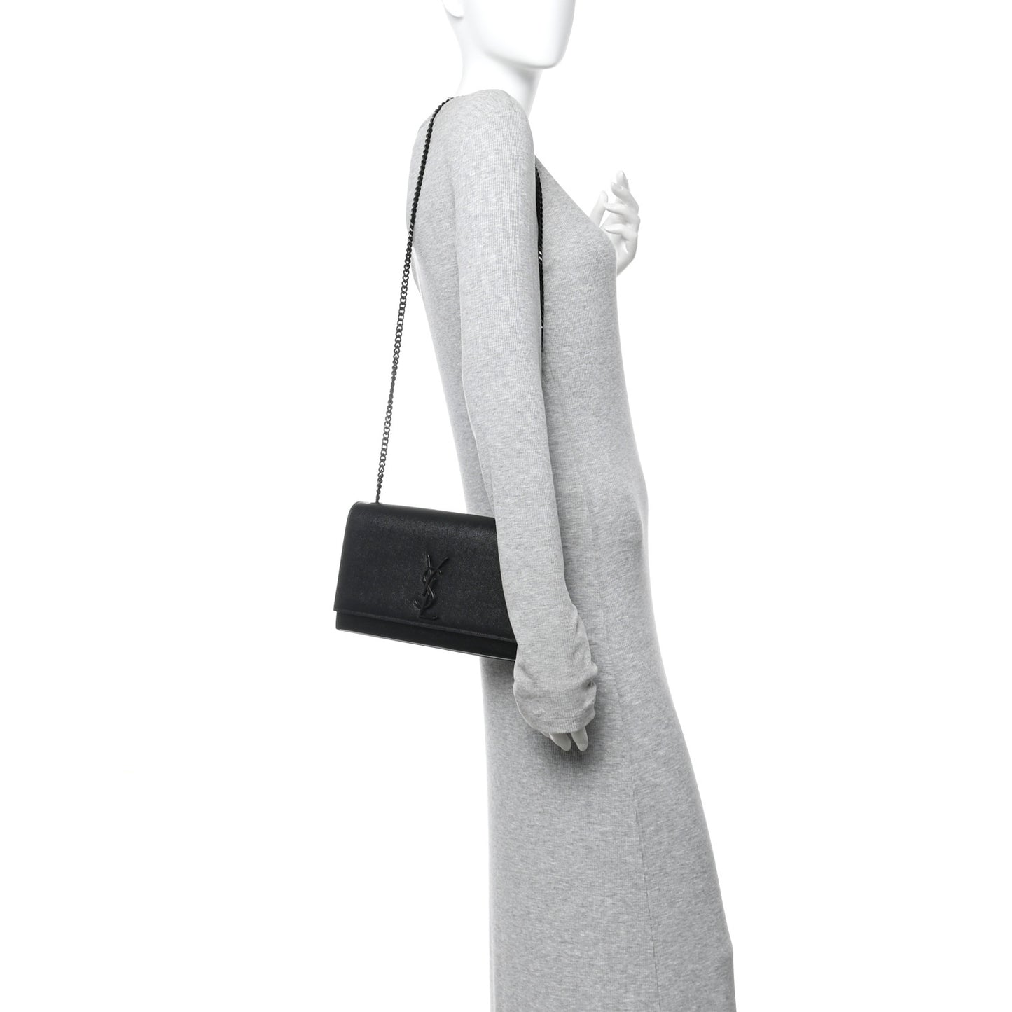 Grain De Poudre Medium Classic Monogram Monochrome Kate Satchel Black