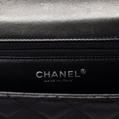 Chanel Lambskin Quilted Large Classic Twist Crescent Flap Black Burgundy 6 of 7