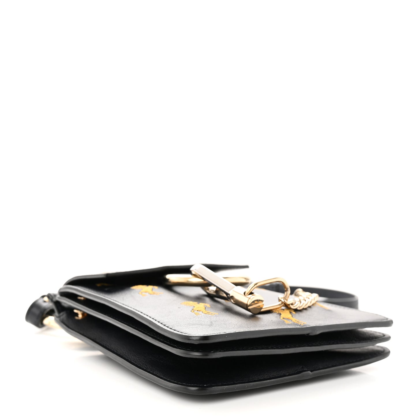 Smooth Calfskin Little Horses Embroidered Mini Faye Bracelet Bag Black