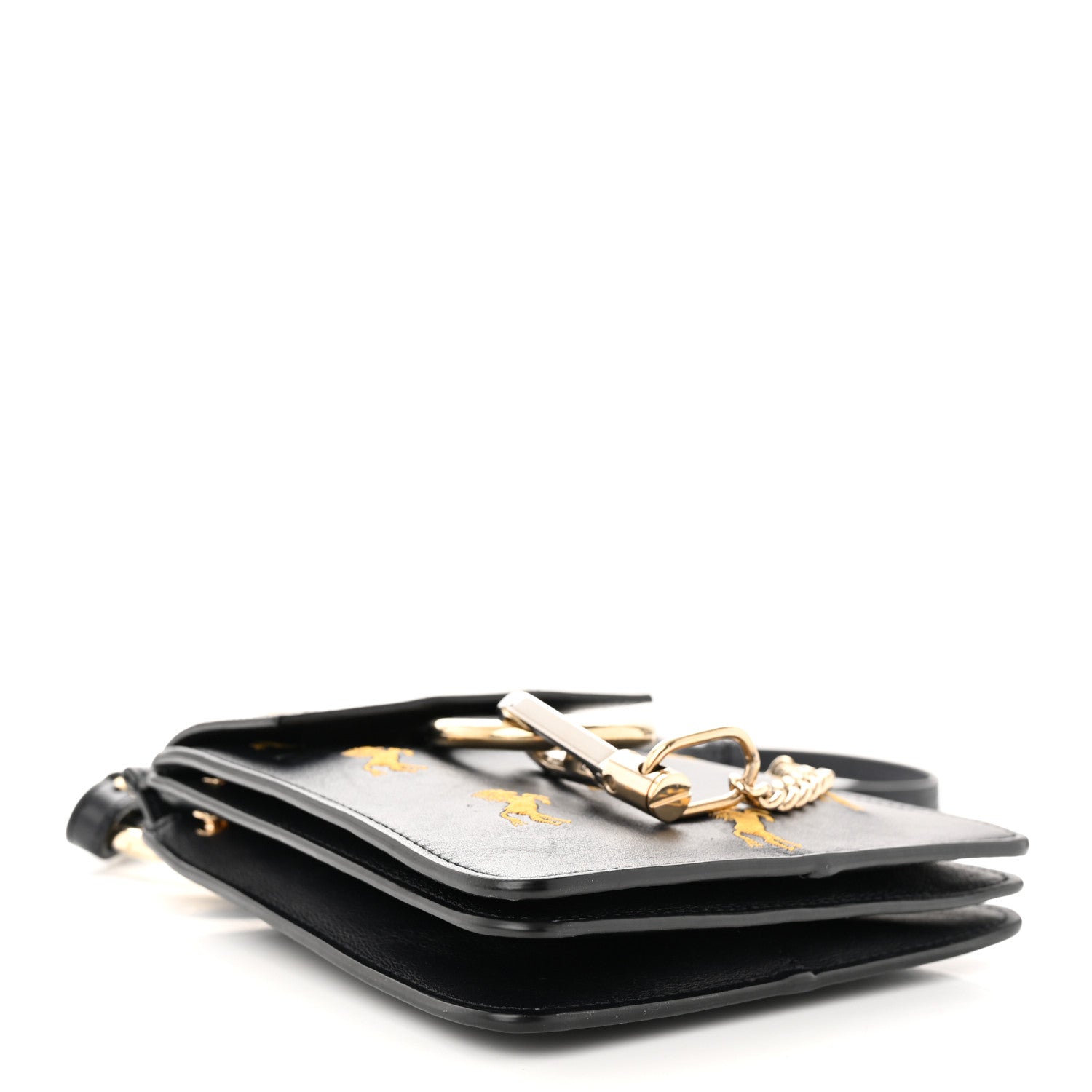 Chloe Smooth Calfskin Little Horses Embroidered Mini Faye Bracelet Bag Black 4 of 10