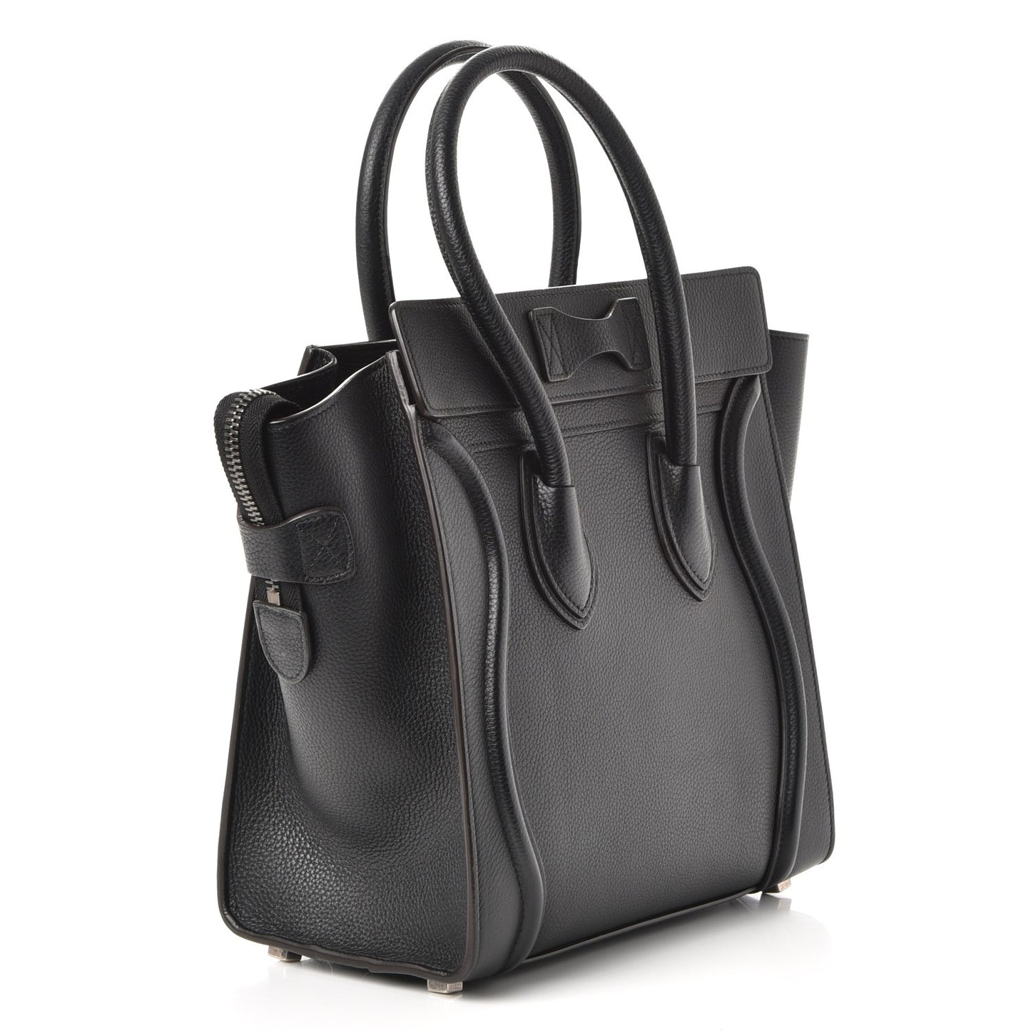 Drummed Calfskin Micro Luggage Black