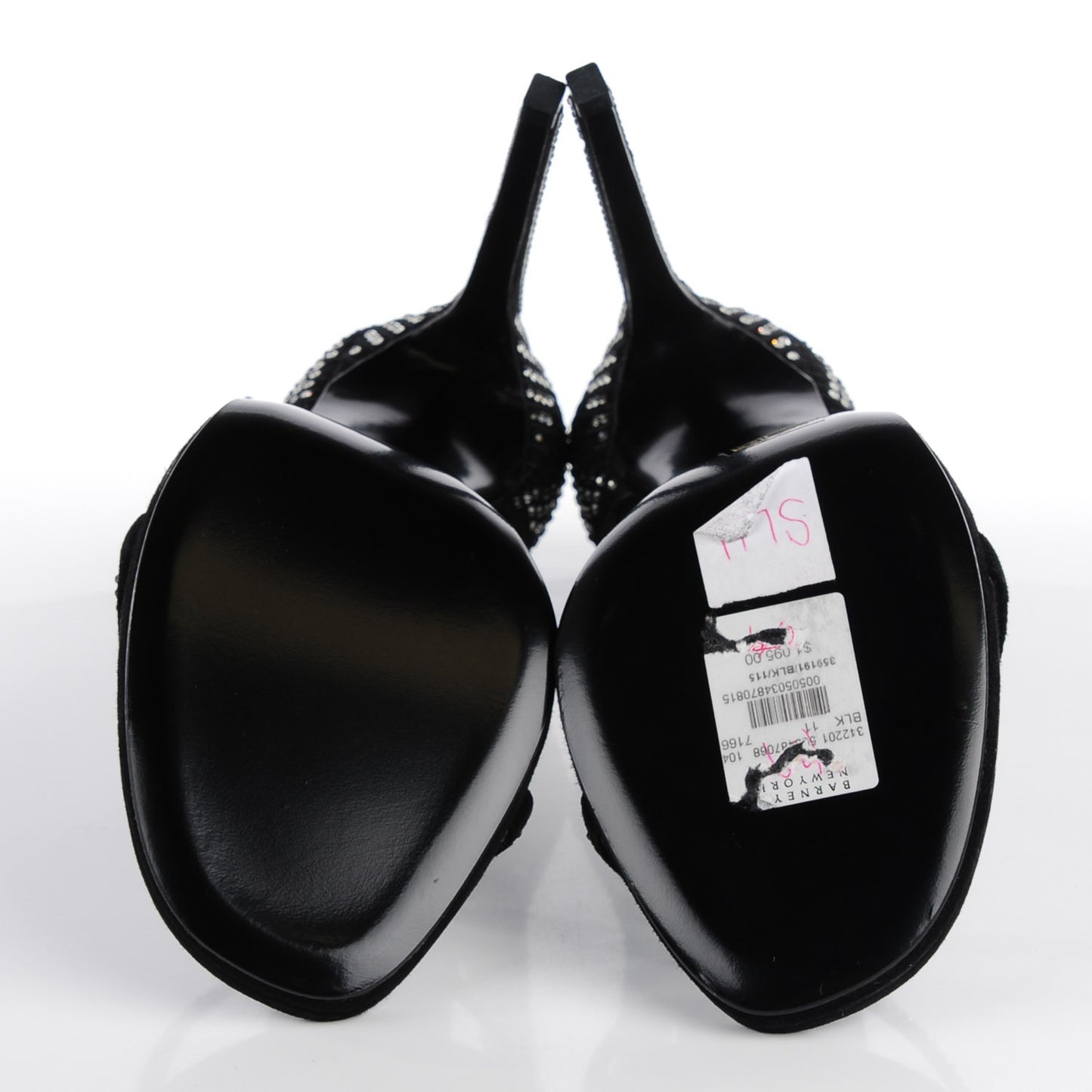 Crystal Studded Suede Jane 110 Ankle Strap Sandals 41 Black