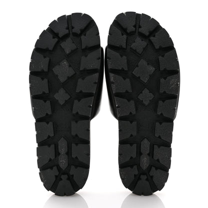 Prada Nappa Soft Padded Metal Triangle Logo Mens Slide Sandals 10 Black 6 of 9
