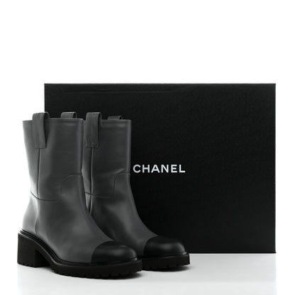Chanel Calfskin CC Ankle Boots 39 Grey 9 of 9