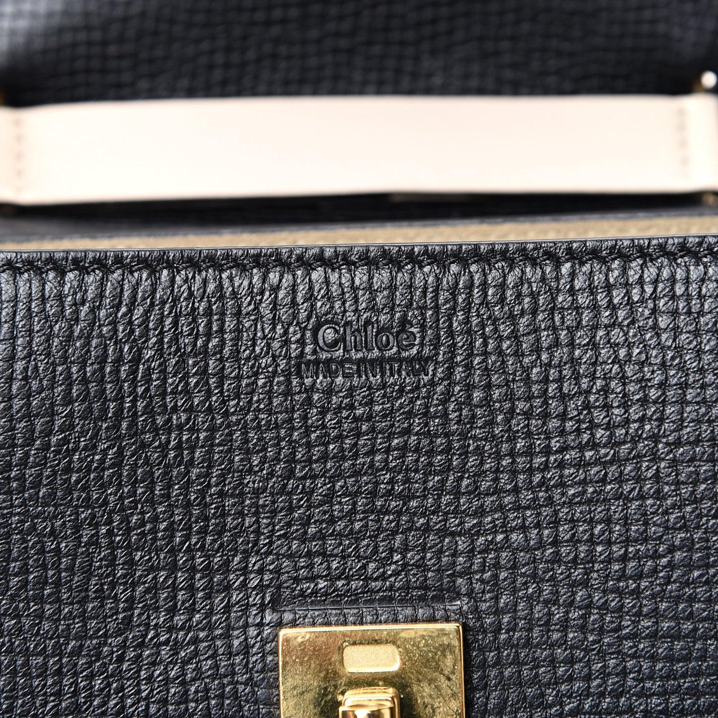 Grained Calfskin Lambskin Mini Bi-Color Drew Shoulder Bag Black Powder Beige