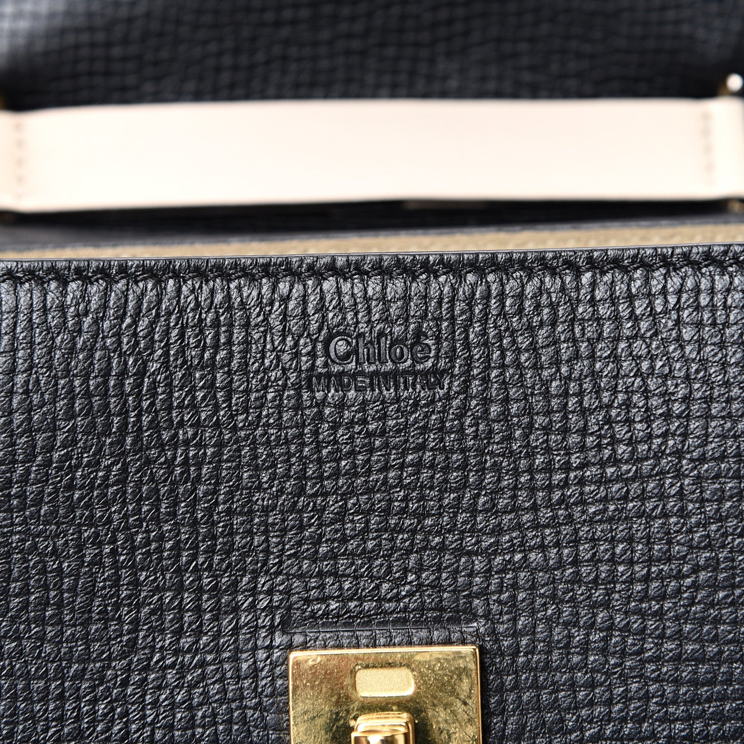 Chloe Grained Calfskin Lambskin Mini Bi-Color Drew Shoulder Bag Black Powder Beige 5 of 13