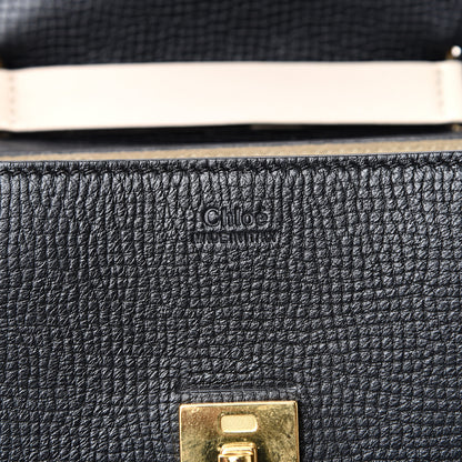 Chloe Grained Calfskin Lambskin Mini Bi-Color Drew Shoulder Bag Black Powder Beige 5 of 13