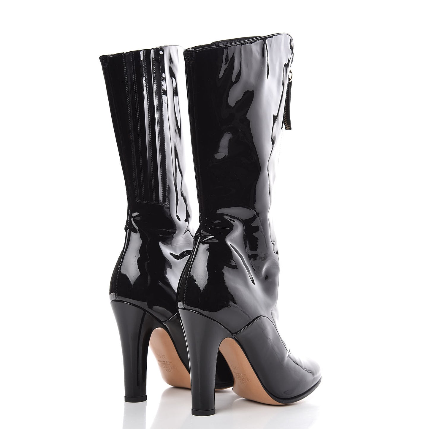 Patent Rebelle Front Zip Boots 37.5 Black