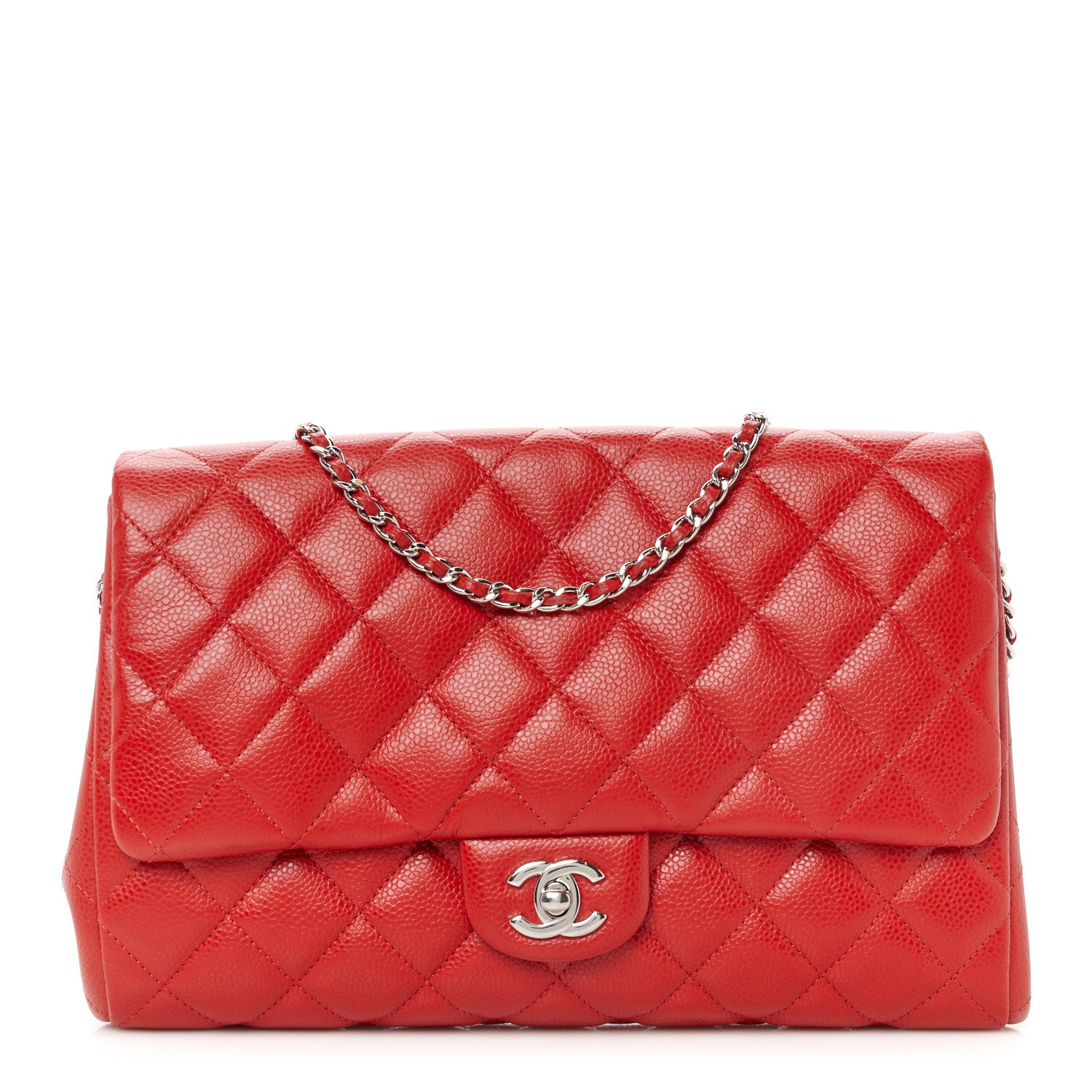 Chanel Caviar Quilted Clutch With Chain Flap Red 1 of 11