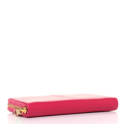 Saint Laurent Chevre Belle De Jour Zip Around Wallet Fuchsia 3 of 4
