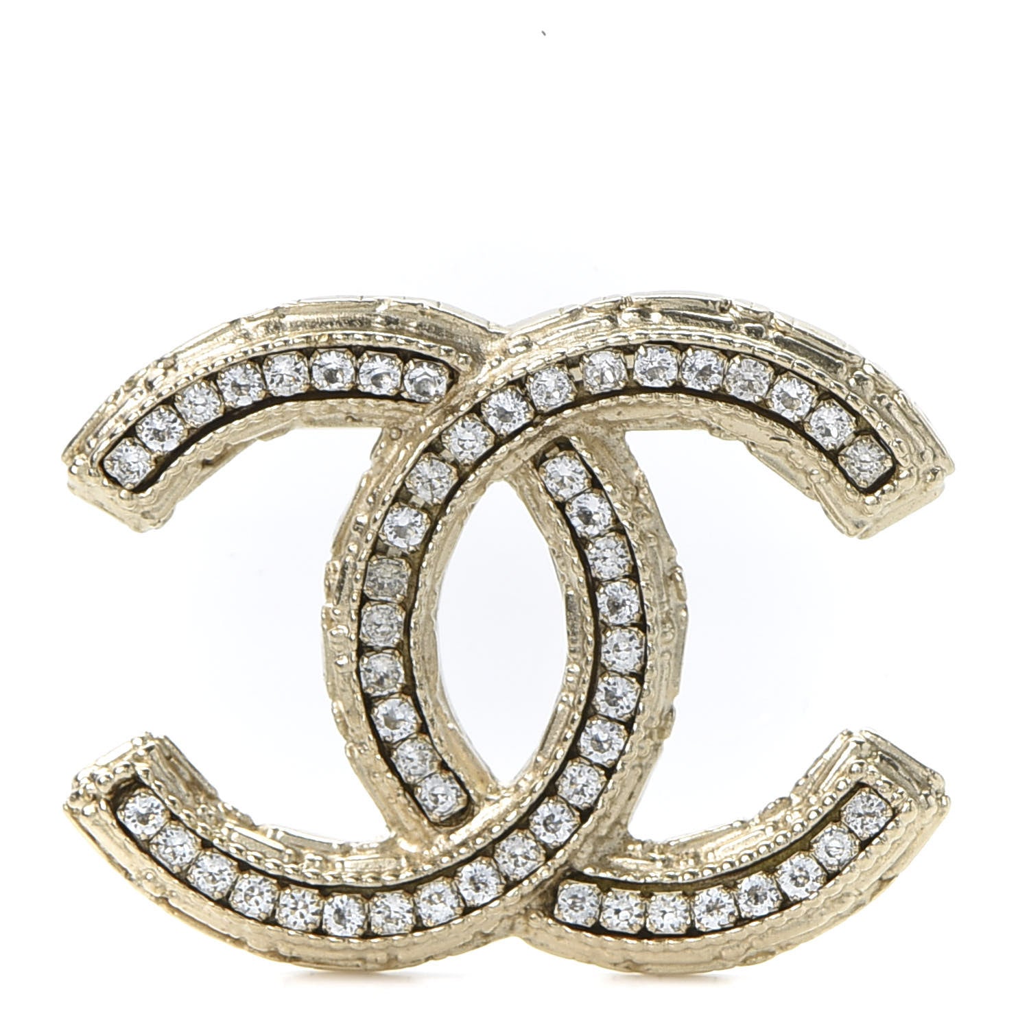 Chanel Crystal CC Brooch Light Gold 1 of 3