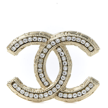 Chanel Crystal CC Brooch Light Gold 1 of 3