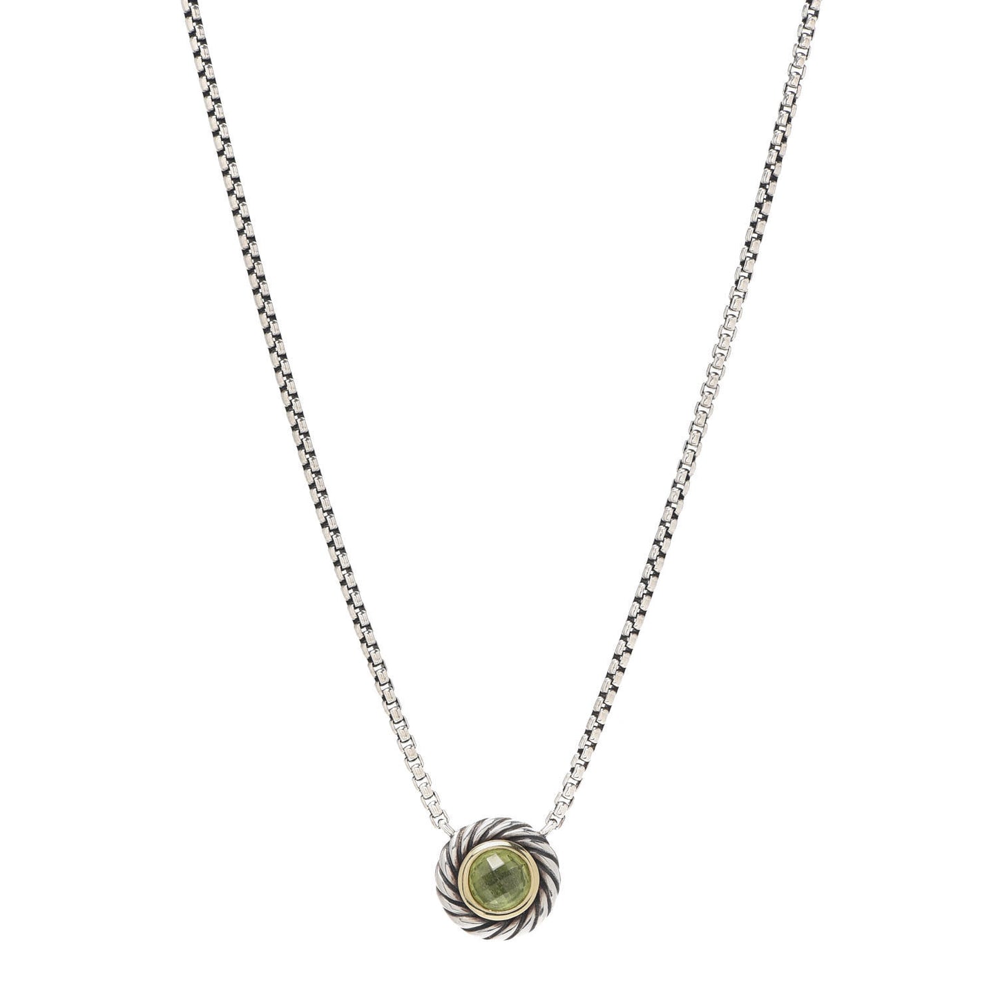 Sterling Silver 18K Yellow Gold Peridot Cookie Pendant Necklace