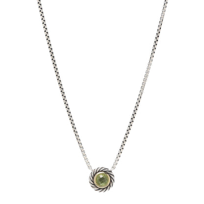 David Yurman Sterling Silver 18K Yellow Gold Peridot Cookie Pendant Necklace 1 of 5