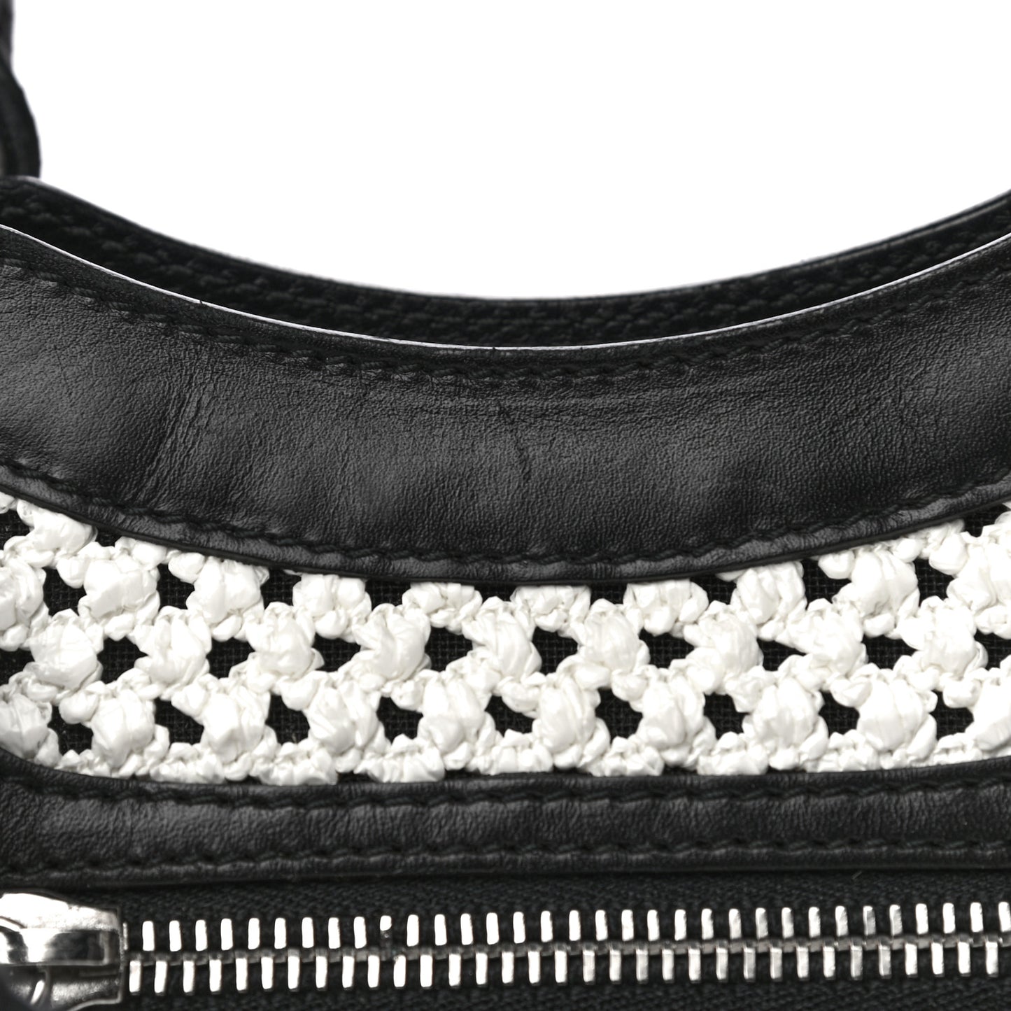 Calfskin Woven Nylon Mesh Classic Silver Hardware Mini City Black White