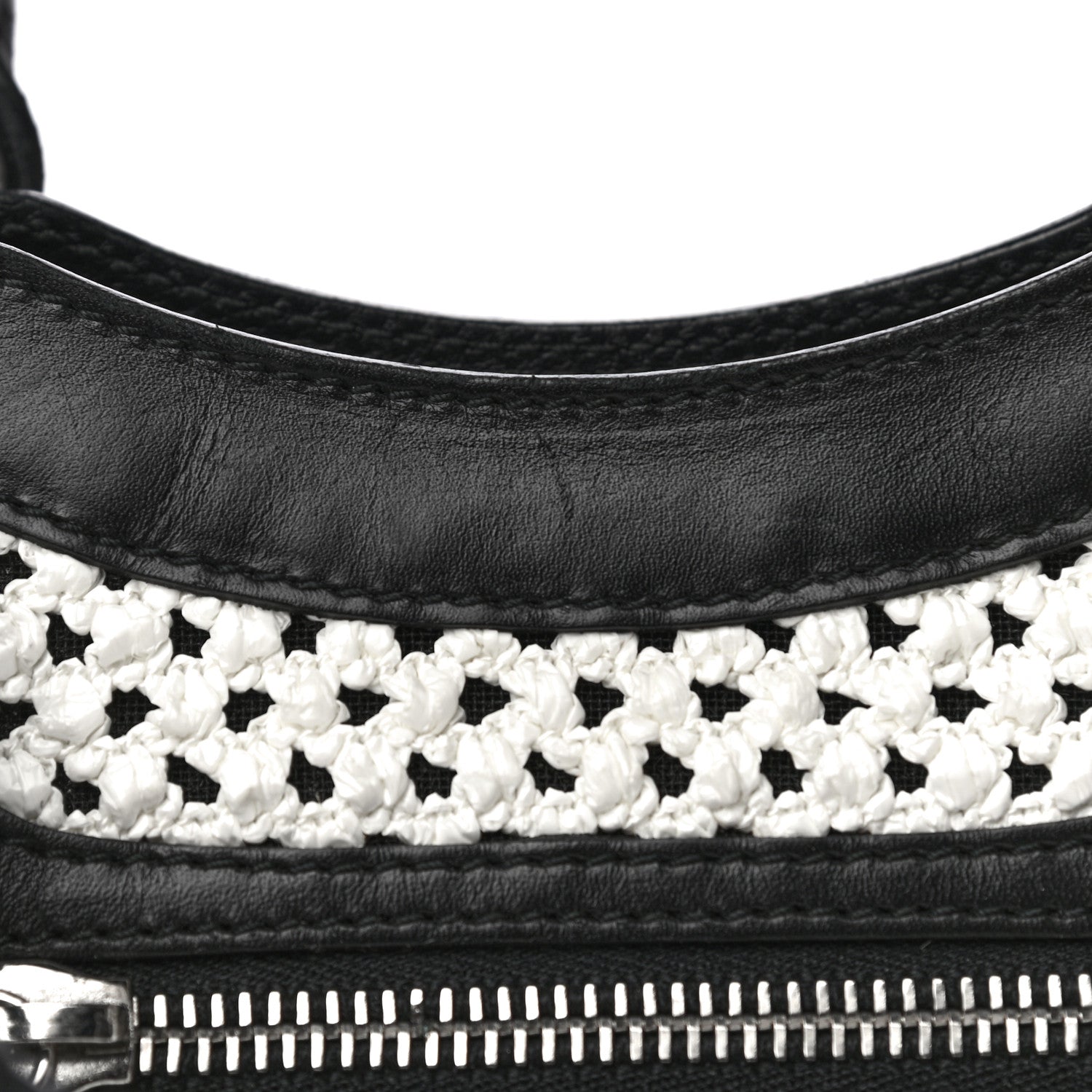 Balenciaga Calfskin Woven Nylon Mesh Classic Silver Hardware Mini City Black White 15 of 17