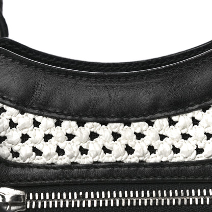 Balenciaga Calfskin Woven Nylon Mesh Classic Silver Hardware Mini City Black White 15 of 17