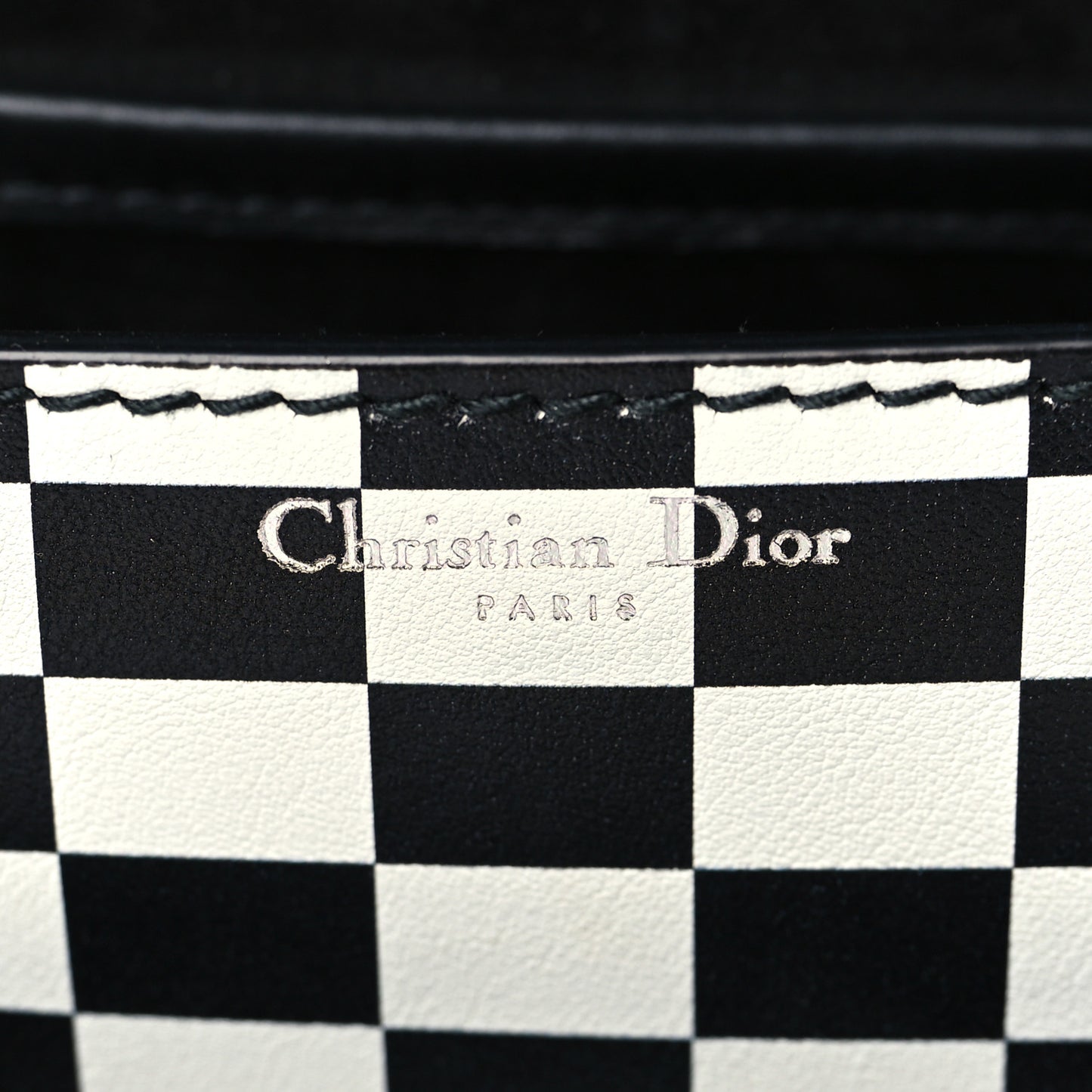 Calfskin Checkered Mini J'Adior Flap Bag Black White