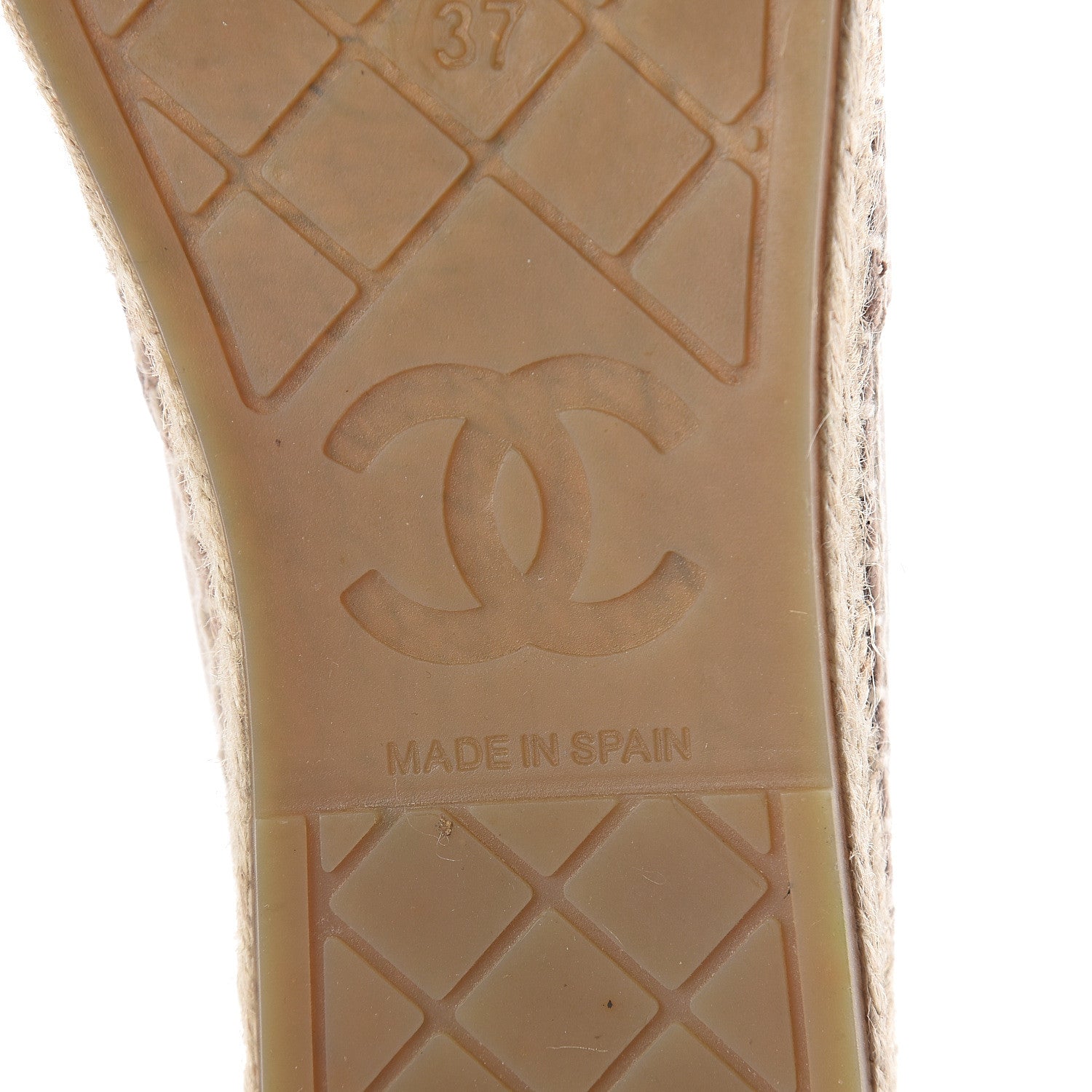 Chanel Velvet Logo Espadrilles 37 Beige Black 6 of 7
