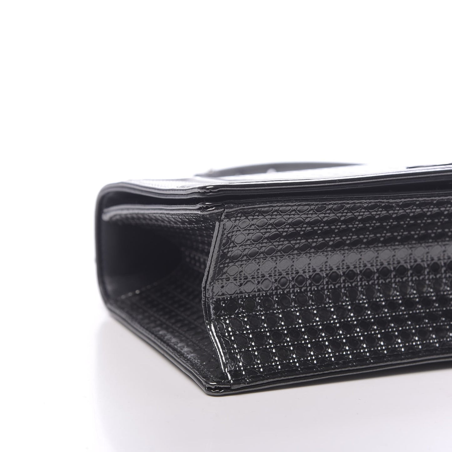 Metallic Patent Micro-Cannage Medium Diorama Flap Bag Onyx Black