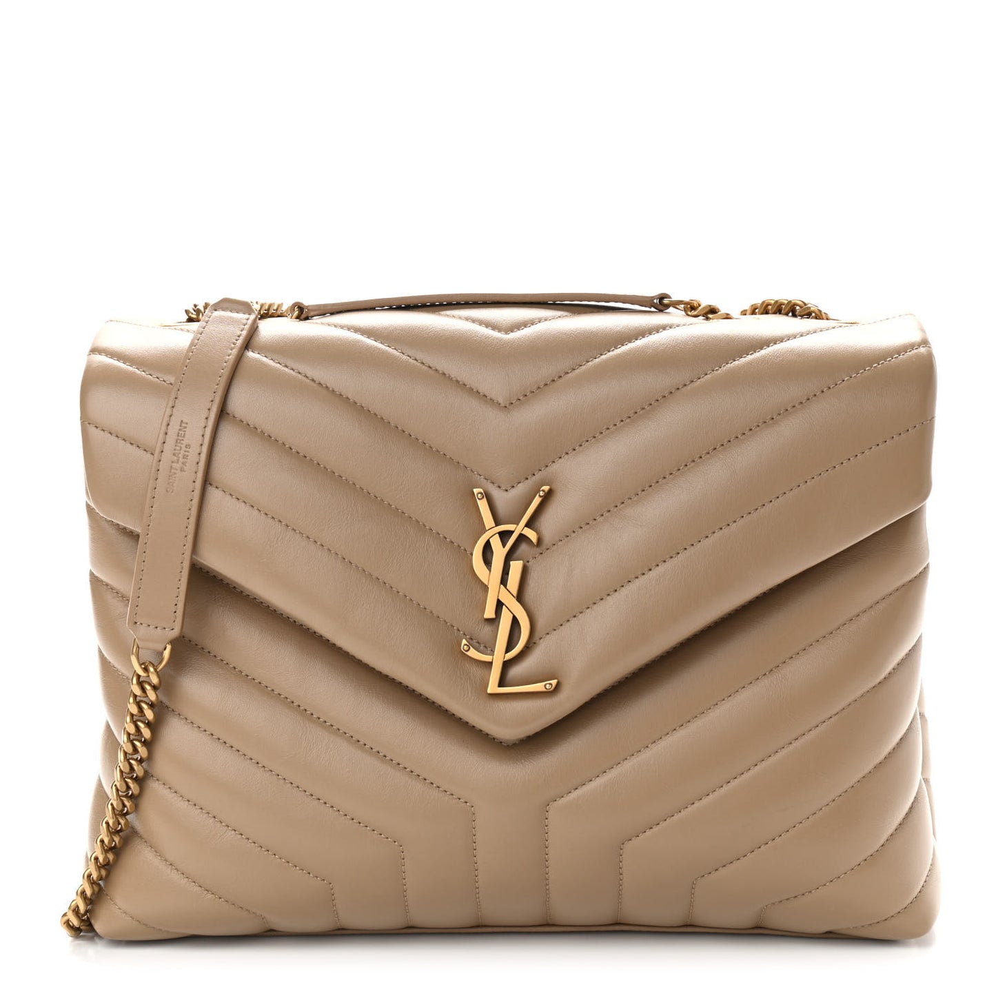 Calfskin Y Quilted Monogram Medium Loulou Chain Satchel Dark Latte
