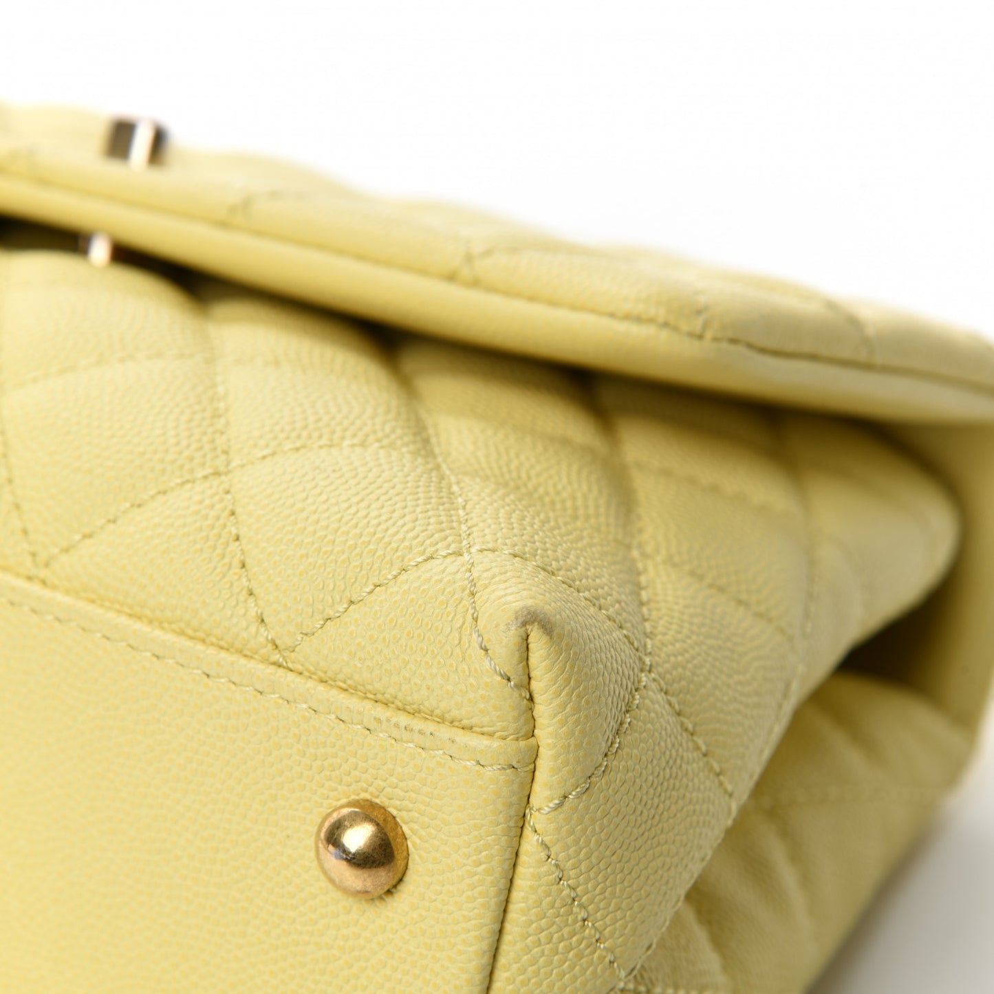 Caviar Quilted Mini Coco Handle Flap Yellow