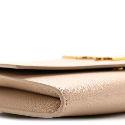 Saint Laurent Grain De Poudre Monogram Uptown Chain Wallet Taupe 10 of 14