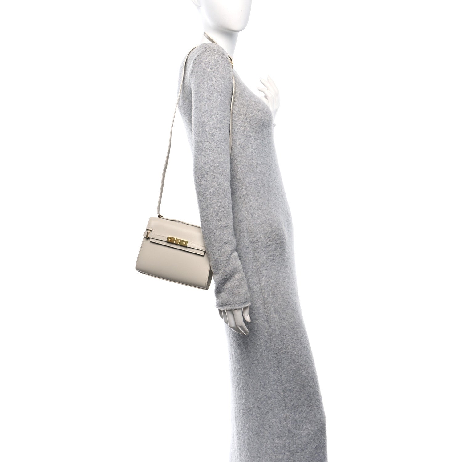 Saint Laurent Smooth Calfskin Mini Manhattan Shoulder Bag Crema Soft 2 of 9