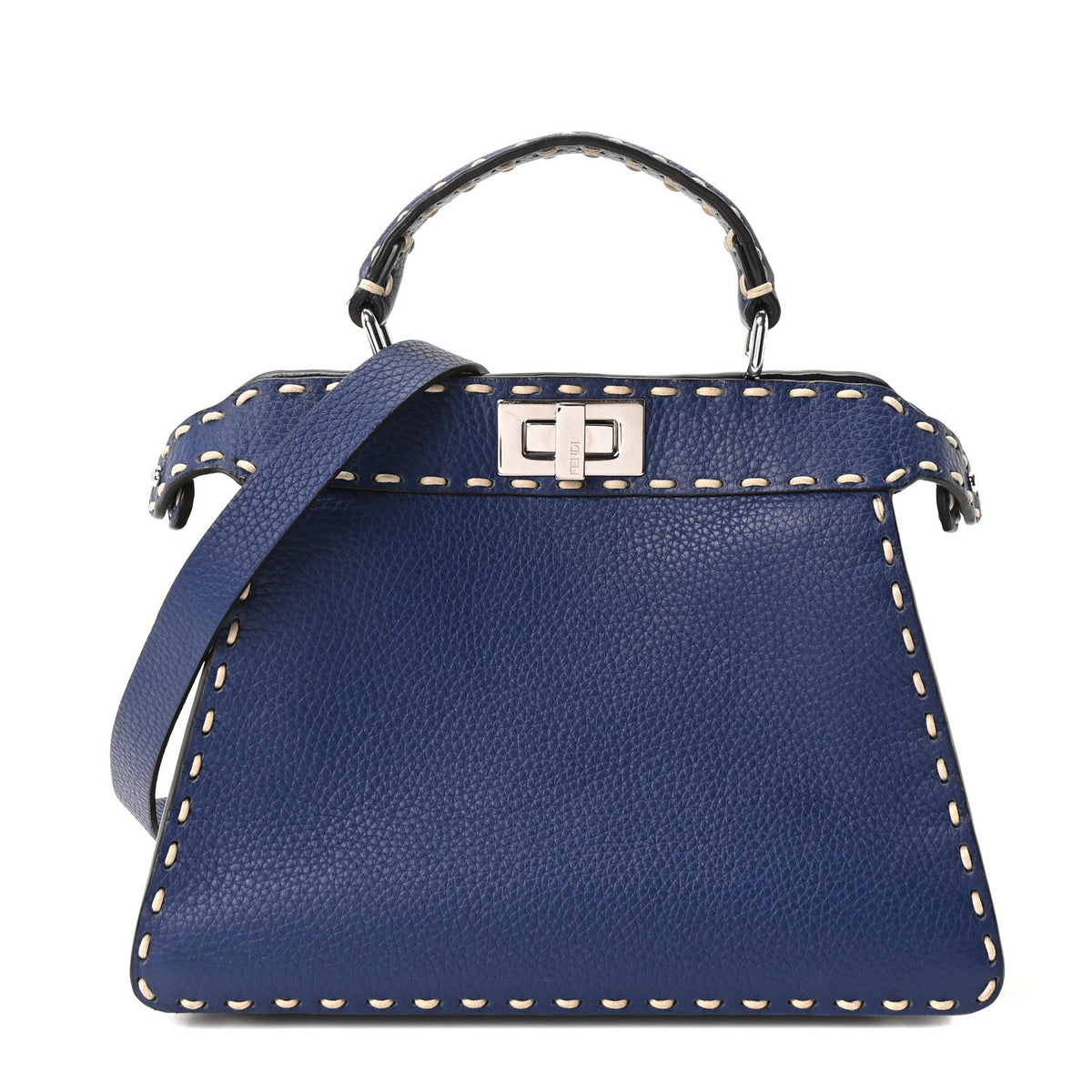 Fendi Cuoio Romano Selleria Chamois Small Peekaboo I SEE U Satchel Blue 1 of 9