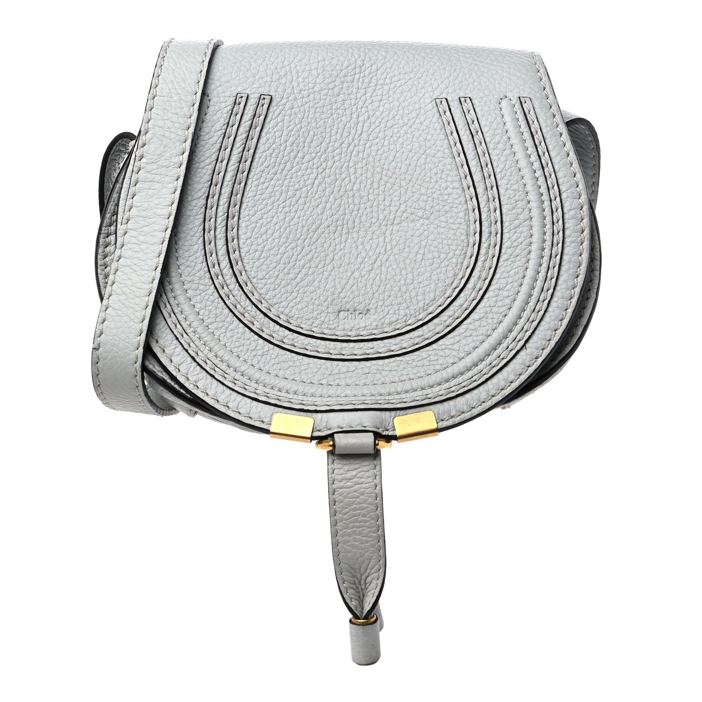 Calfskin Mini Marcie Round Crossbody Bag Faded Blue