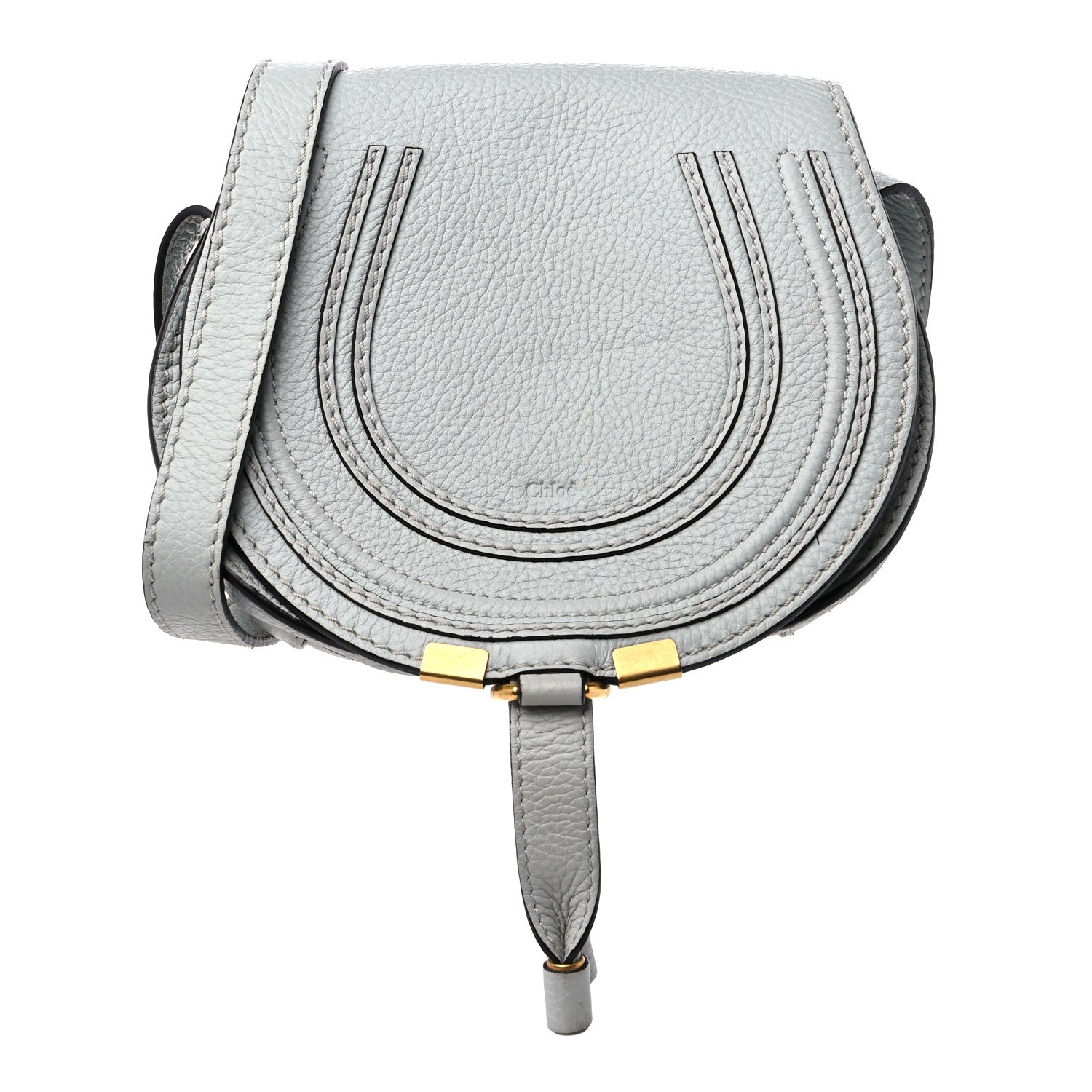 Chloe Calfskin Mini Marcie Round Crossbody Bag Faded Blue 1 of 11