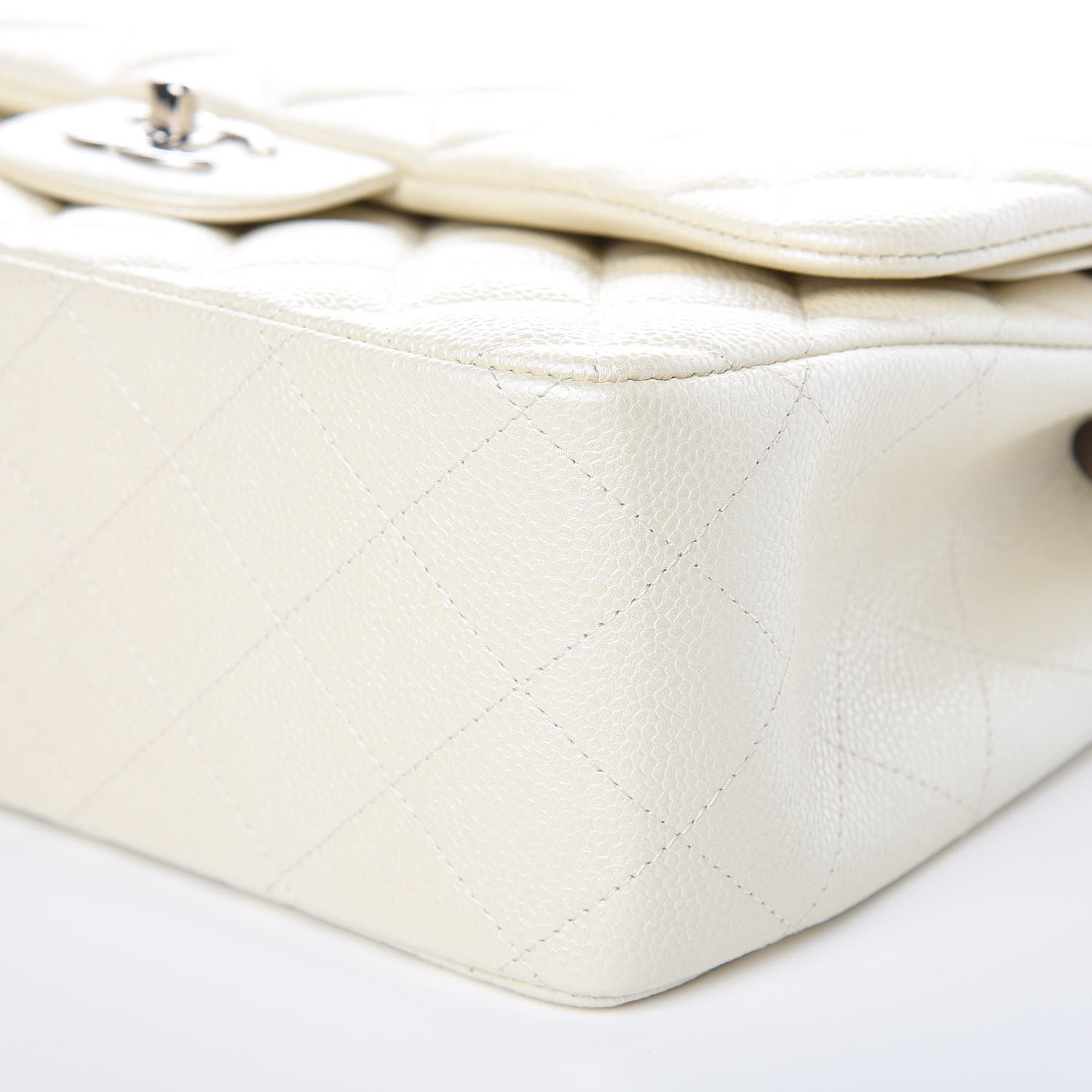 Chanel Pearly Caviar Quilted Jumbo Double Flap Dark White 9 of 10