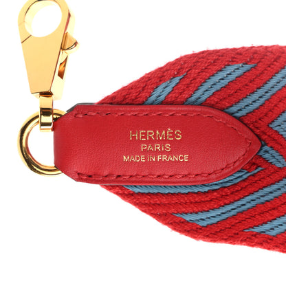 Hermes Toile Swift 50mm Sangle ZigZag Shoulder Strap Rouge De Coeur Bleu Du Nord 3 of 4