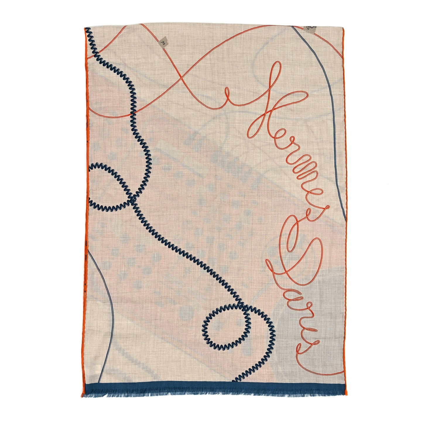 Cashmere Silk Last Night Rectangle Scarf Naturel Orange Petrol