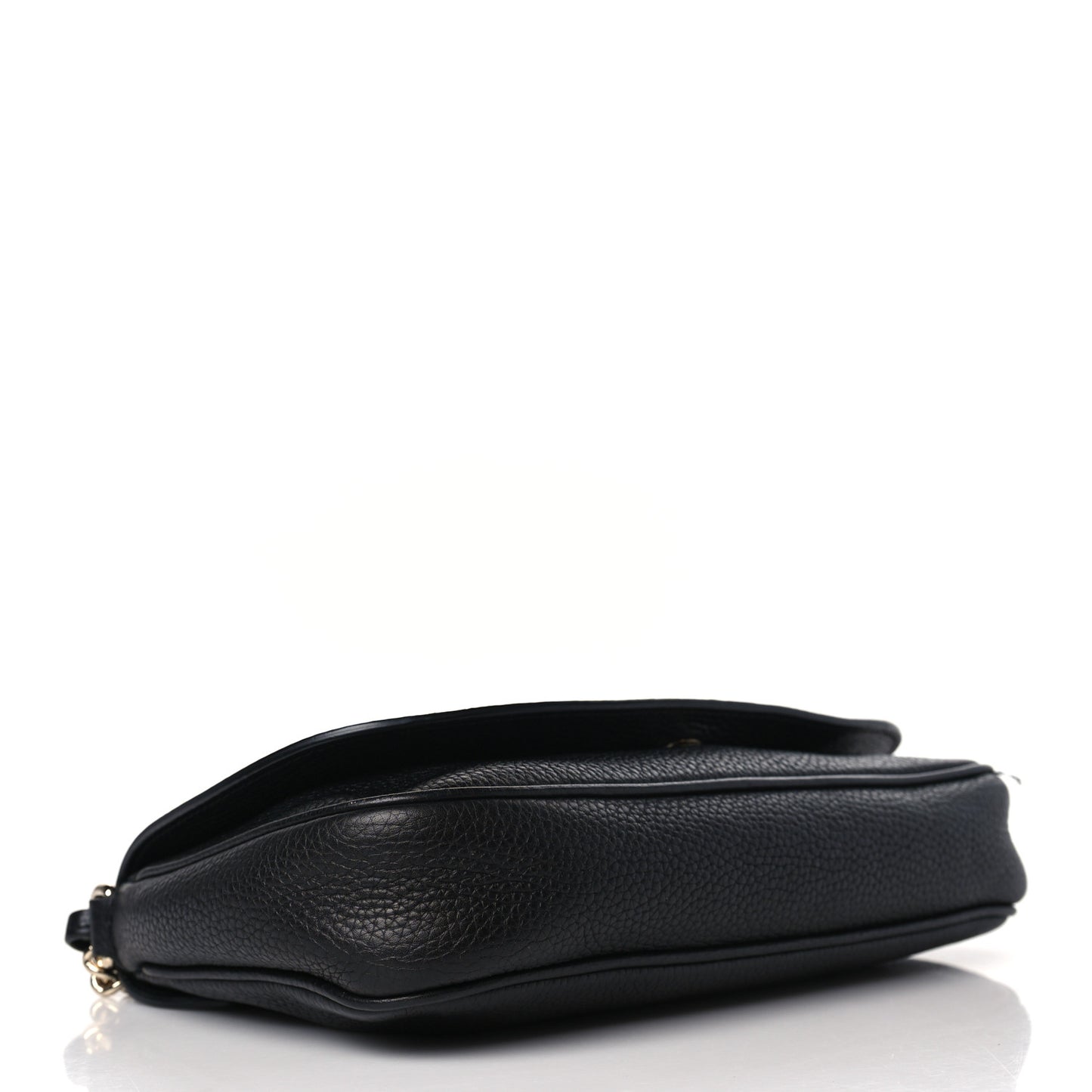 Pebbled Calfskin Medium Soho Flap Crossbody Black