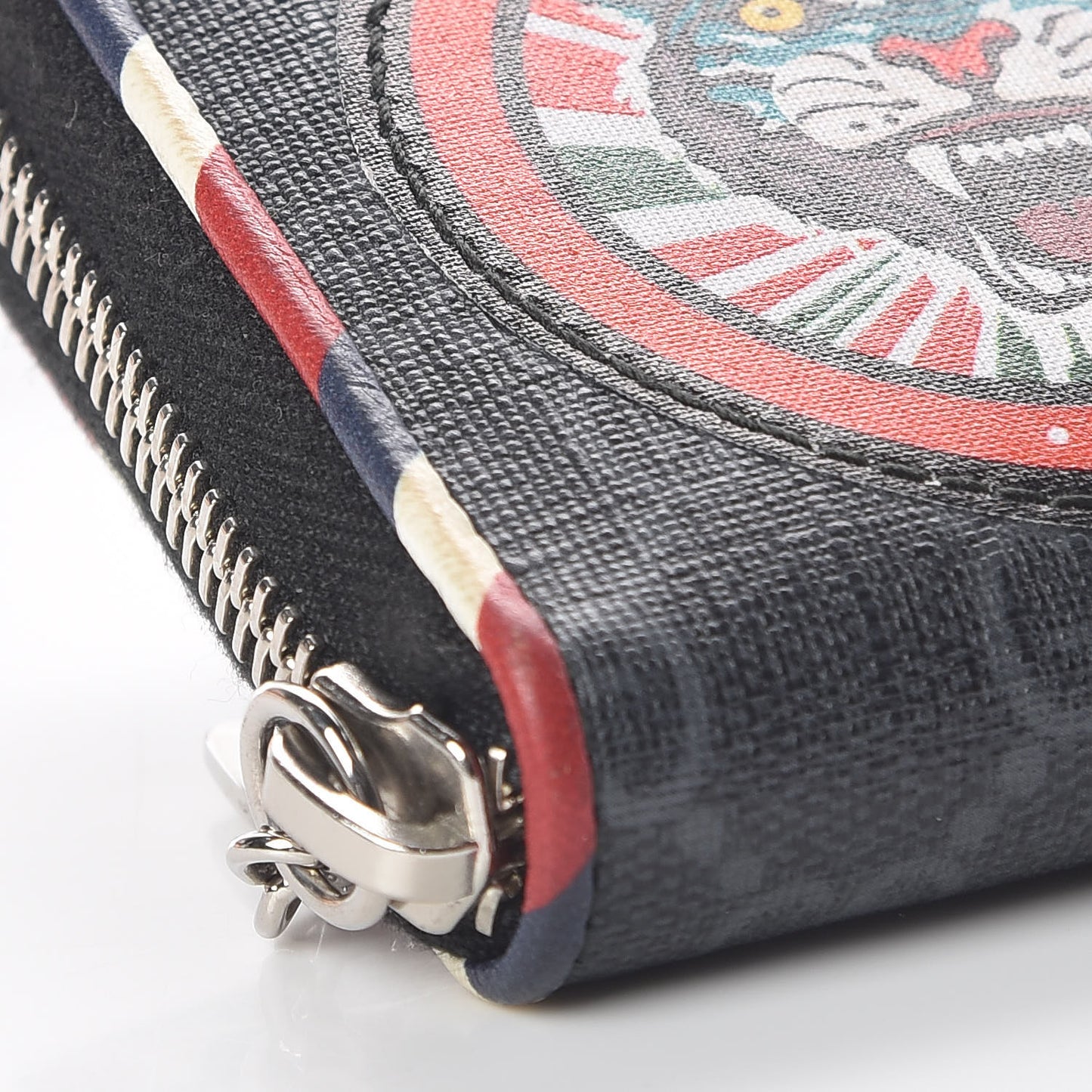 GG Supreme Monogram Night Courrier Embroidered Zip Around Card Case