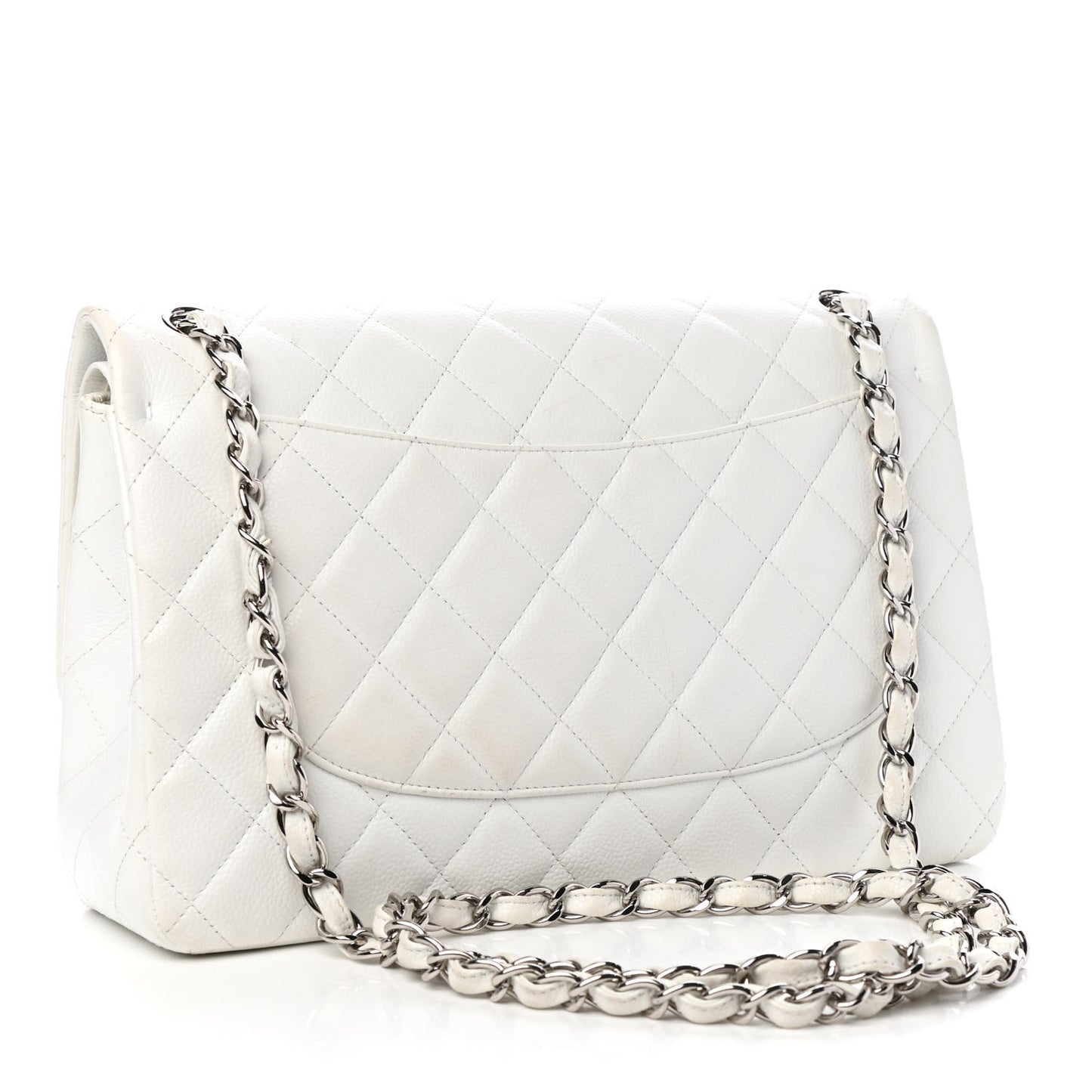 Caviar Quilted Jumbo Double Flap White